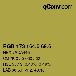 カラーコード: RGB 173 164.6 69.6 | qconv.com