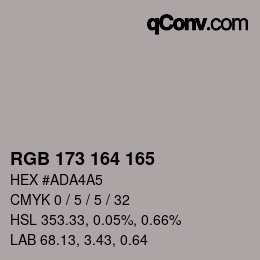 Farbcode: RGB 173 164 165 | qconv.com