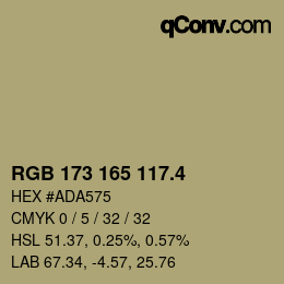 カラーコード: RGB 173 165 117.4 | qconv.com