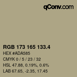 カラーコード: RGB 173 165 133.4 | qconv.com