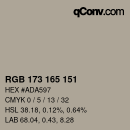 Color code: RGB 173 165 151 | qconv.com