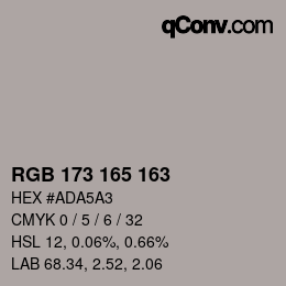 Color code: RGB 173 165 163 | qconv.com