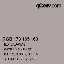 カラーコード: RGB 173 165 163 | qconv.com