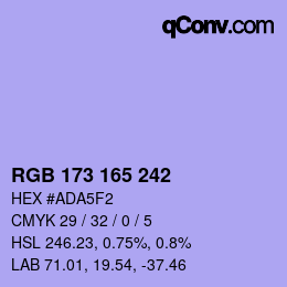 カラーコード: RGB 173 165 242 | qconv.com