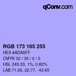 Color code: RGB 173 165 255 | qconv.com