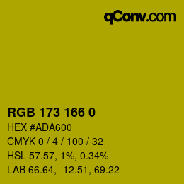 Color code: RGB 173 166 0 | qconv.com