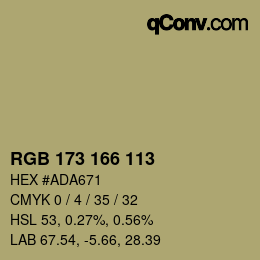 Código de color: RGB 173 166 113 | qconv.com