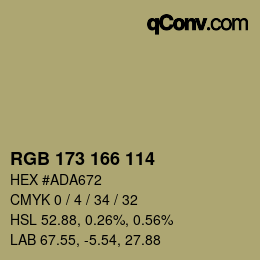 カラーコード: RGB 173 166 114 | qconv.com