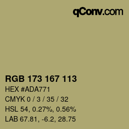 Code couleur: RGB 173 167 113 | qconv.com