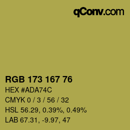 カラーコード: RGB 173 167 76 | qconv.com