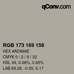 Color code: RGB 173 169 158 | qconv.com