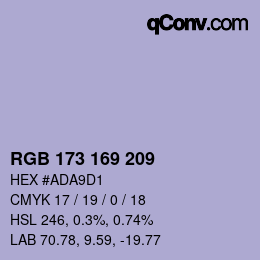 Código de color: RGB 173 169 209 | qconv.com