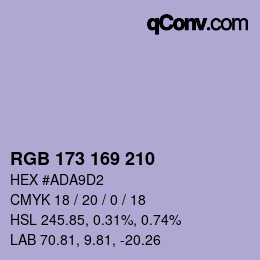 カラーコード: RGB 173 169 210 | qconv.com