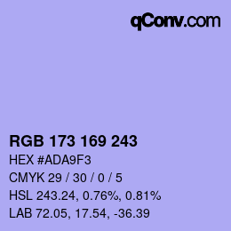 カラーコード: RGB 173 169 243 | qconv.com