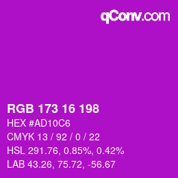 Color code: RGB 173 16 198 | qconv.com