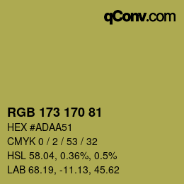 カラーコード: RGB 173 170 81 | qconv.com