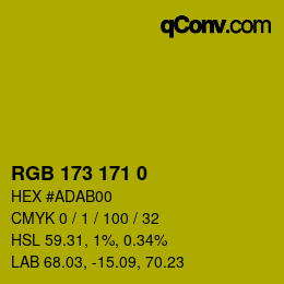颜色代码: RGB 173 171 0 | qconv.com