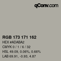 カラーコード: RGB 173 171 162 | qconv.com