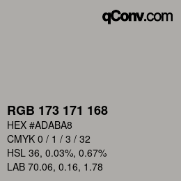 Color code: RGB 173 171 168 | qconv.com