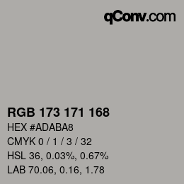 カラーコード: RGB 173 171 168 | qconv.com