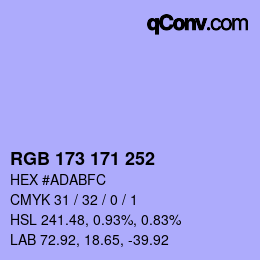 Code couleur: RGB 173 171 252 | qconv.com