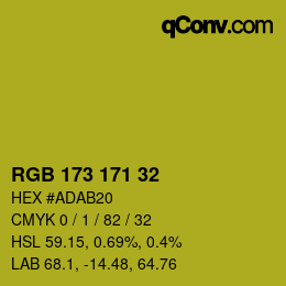 Color code: RGB 173 171 32 | qconv.com