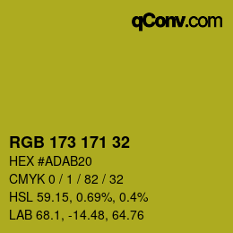 Color code: RGB 173 171 32 | qconv.com