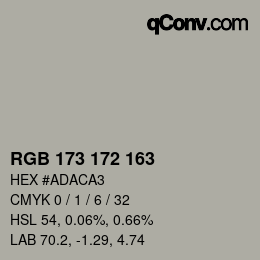 Color code: RGB 173 172 163 | qconv.com