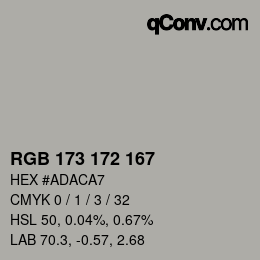 Farbcode: RGB 173 172 167 | qconv.com