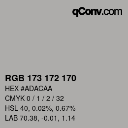 Código de color: RGB 173 172 170 | qconv.com