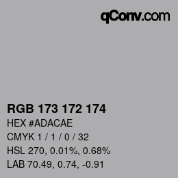 Color code: RGB 173 172 174 | qconv.com