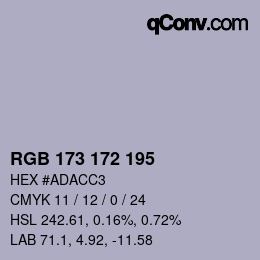 Color code: RGB 173 172 195 | qconv.com