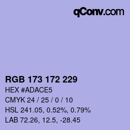 カラーコード: RGB 173 172 229 | qconv.com