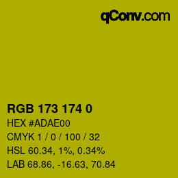 カラーコード: RGB 173 174 0 | qconv.com