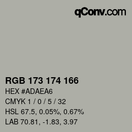 Color code: RGB 173 174 166 | qconv.com