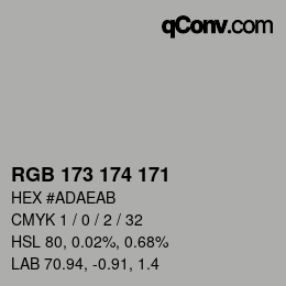 Color code: RGB 173 174 171 | qconv.com
