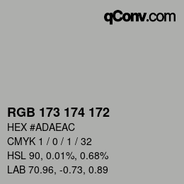 Color code: RGB 173 174 172 | qconv.com