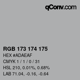 Color code: RGB 173 174 175 | qconv.com
