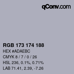 カラーコード: RGB 173 174 188 | qconv.com