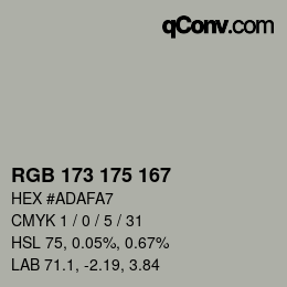 Farbcode: RGB 173 175 167 | qconv.com