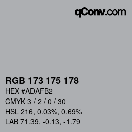 Color code: RGB 173 175 178 | qconv.com