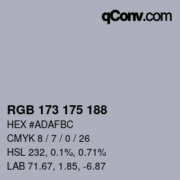 Color code: RGB 173 175 188 | qconv.com