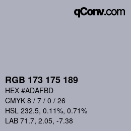 カラーコード: RGB 173 175 189 | qconv.com