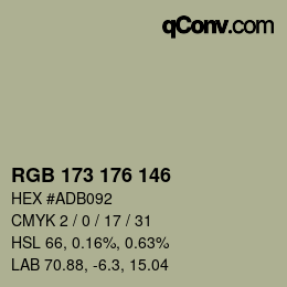 Código de color: RGB 173 176 146 | qconv.com