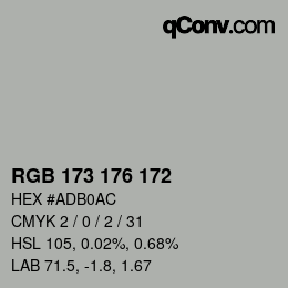 Color code: RGB 173 176 172 | qconv.com