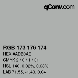 颜色代码: RGB 173 176 174 | qconv.com