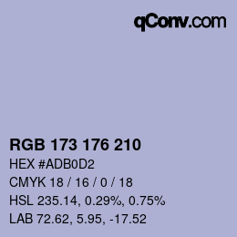 Color code: RGB 173 176 210 | qconv.com