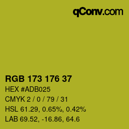 颜色代码: RGB 173 176 37 | qconv.com