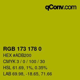 Color code: RGB 173 178 0 | qconv.com