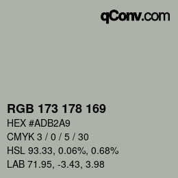 Color code: RGB 173 178 169 | qconv.com